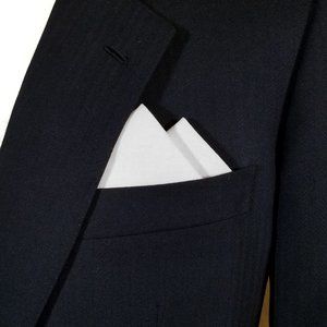NEW - White Linen Blend Pre-Folded Pocket Square Handkerchief Insert